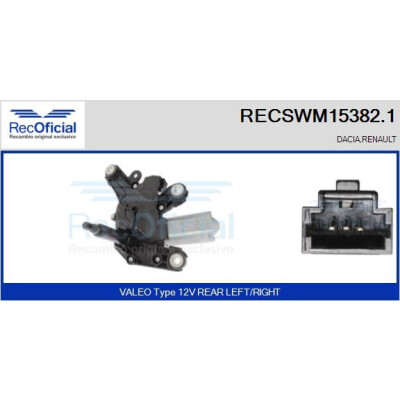 Moteur d'essuie-glace RECOFICIAL RECSWM15382.1