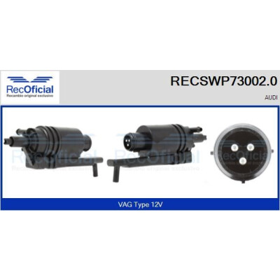 Pompe à eau pour lave-glace RECOOFFICIAL RECSWP73002.0