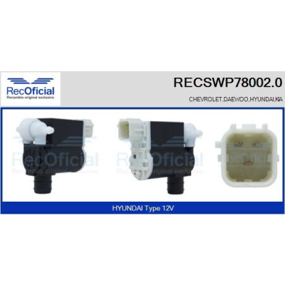 Pompe à eau pour lave-glace RECOOFFICIAL RECSWP78002.0