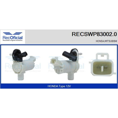 Pompe à eau pour lave-glace RECOOFFICIAL RECSWP83002.0