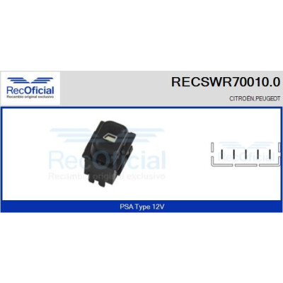 Interrupteur de fenêtre RECOFICIAL RECSWR70010.0