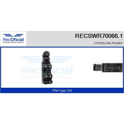 Interrupteur de fenêtre RECOFICIAL RECSWR70066.1