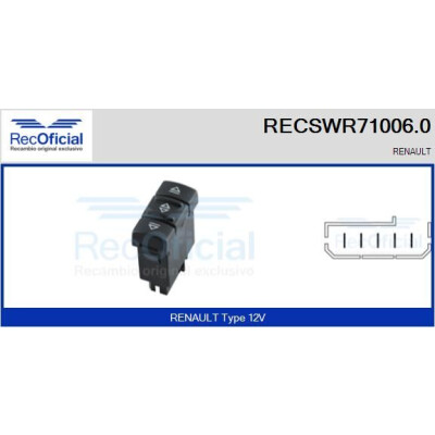Interrupteur de fenêtre RECOFICIAL RECSWR71006.0