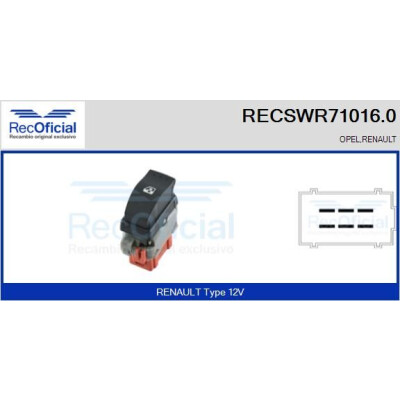 Interrupteur de fenêtre RECOOFFICIAL RECSWR71016.0