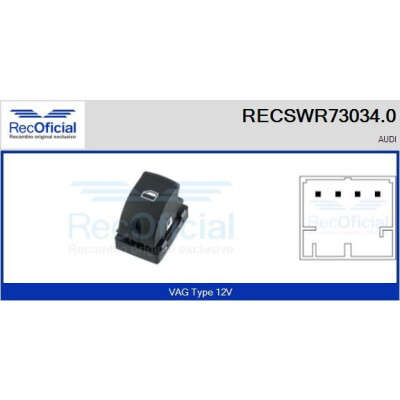 Interrupteur de fenêtre RECOOFFICIAL RECSWR73034.0