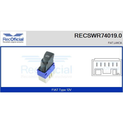 Interrupteur de fenêtre RECOFICIAL RECSWR74019.0