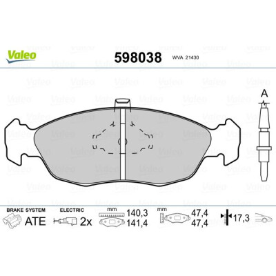 Jeu de plaquettes de frein VALEO 598038