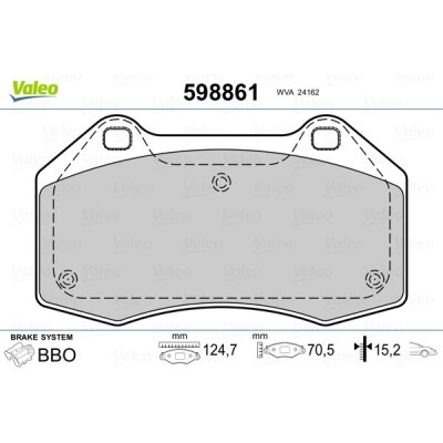 Jeu de plaquettes de frein VALEO 598861