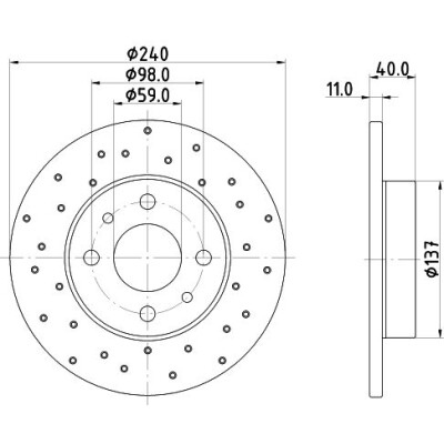 Disque de frein HELLA 8DD 355 134-891