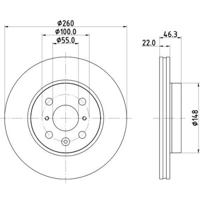 Disque de frein HELLA 8DD 355 135-041