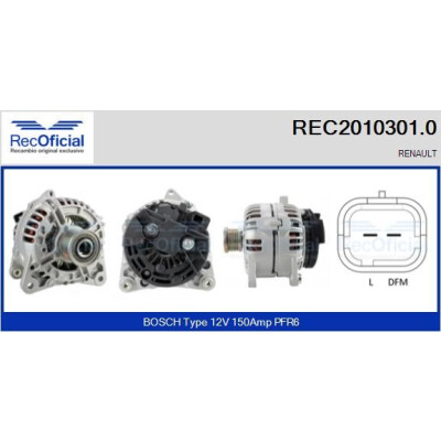 Alternateur RECOFICIAL REC2010301.0