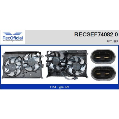 Moteur électrique, ventilateur de radiateur RECOFICIAL RECSEF74082.0