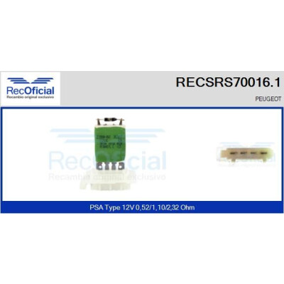 Résistance, ventilateur d'habitacle RECOFICIAL RECSRS70016.1