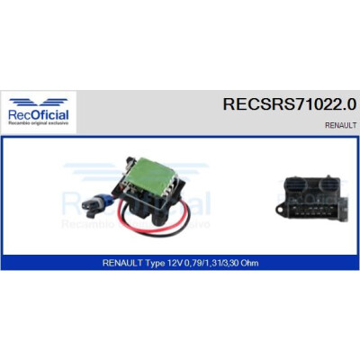 Résistance, ventilateur d'habitacle RECOFICIAL RECSRS71022.0