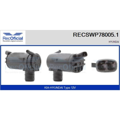 Pompe à eau de lave-glace RECOFICIAL RECSWP78005.1