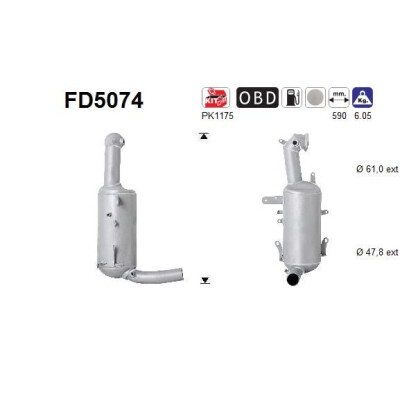 Filtre à particules/suie, système d'échappement AS FD5074