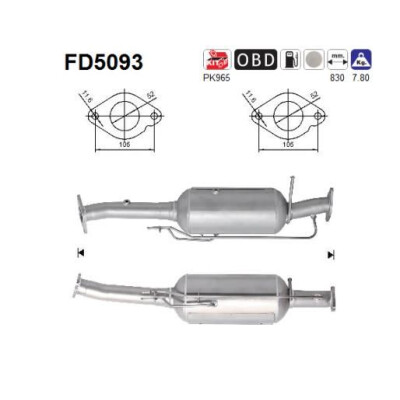 Filtre à particules/suie, système d'échappement AS FD5093