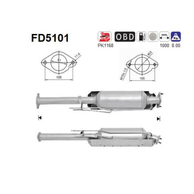 Filtre à particules/suie, système d'échappement AS FD5101