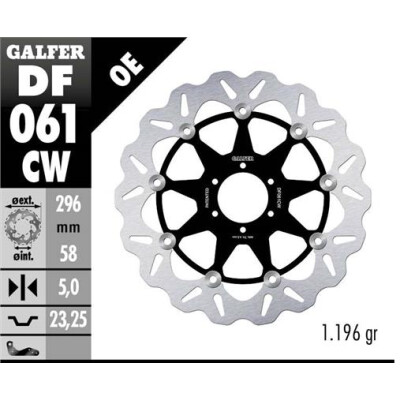 Disque flottant complet GALFER Wave (C. Alu.) 296x DF061CW