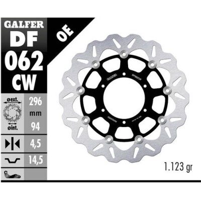Disque flottant complet GALFER Wave (C. Alu.) 296x