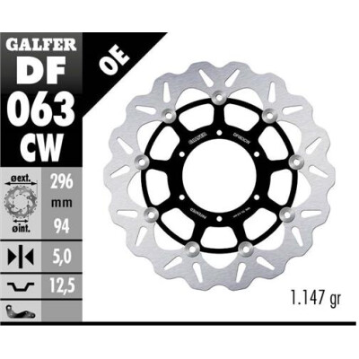 Disque flottant complet GALFER Wave (C. Alu.) 296x DF063CW