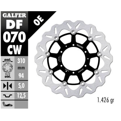 Disque flottant complet GALFER Wave (C. Alu.) 310x