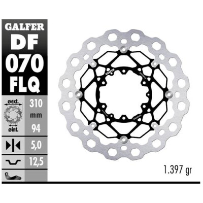 Disque flottant Qubic GALFER (acier) 310 x 5 mm DF070FLQ