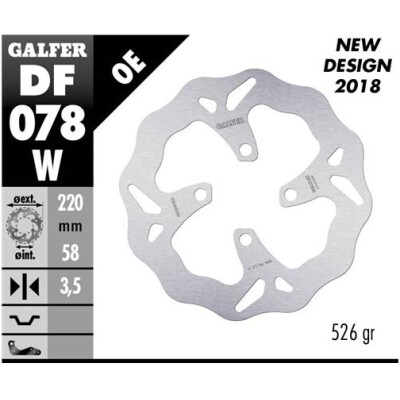 Disque fixe GALFER Wave 220x3,5mm DF078W