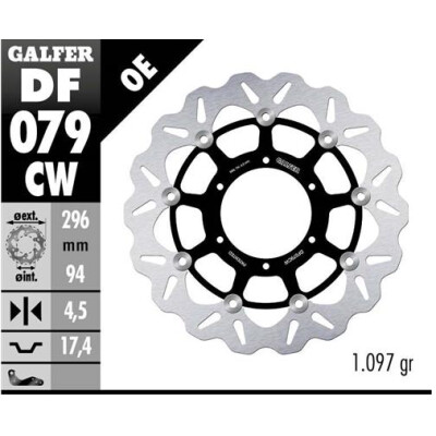 Disque flottant complet GALFER Wave (C. Alu.) 296x