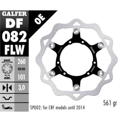 Disque flottant GALFER Wave (acier) 260 x 3 mm DF082FLW