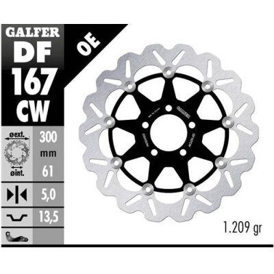 Disque flottant complet GALFER Wave (C. Alu.) 300x DF167CW