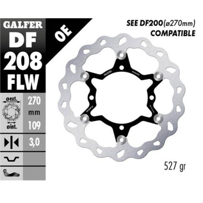 Disque flottant GALFER Wave (acier C.) 270x3mm