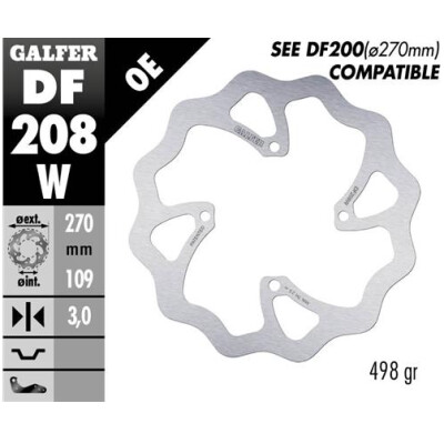 Disque fixe GALFER Wave sur mesure 270x3mm