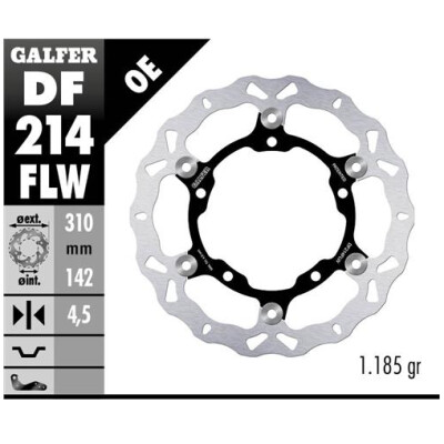 Disque flottant GALFER Wave (acier) 310 x 0,5 mm DF214FLW