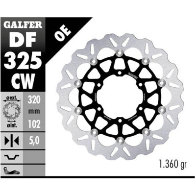 Disque flottant complet GALFER Wave (C. Alu.) 320x DF325CW