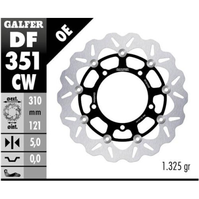 Disque flottant complet GALFER Wave (C. Alu.) 310x