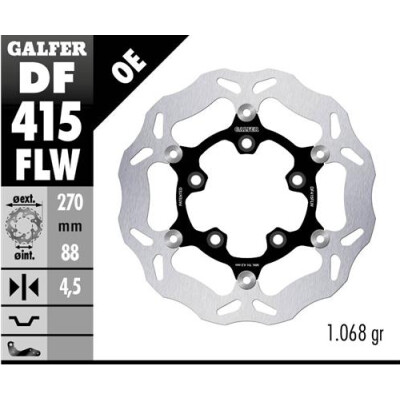 Disque flottant GALFER Wave (acier) 270x4,5 mm