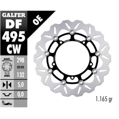 Disque flottant complet GALFER Wave (C. Alu.) 298x