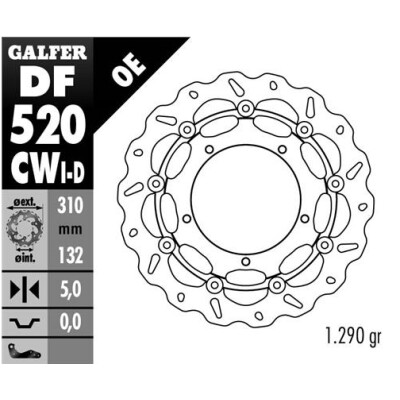 Disque flottant GALFER Wave complet gauche (C. DF520CWI