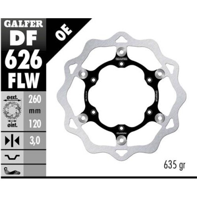 Disque flottant GALFER Wave (acier) 260 x 3 mm DF626FLW
