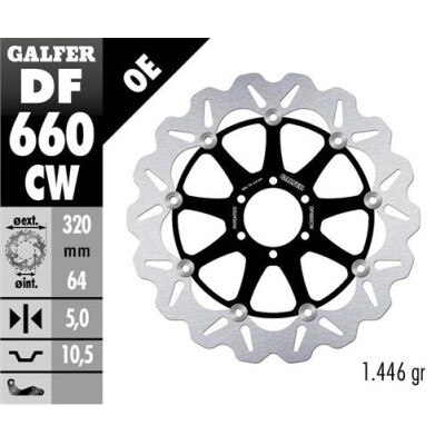 Disque flottant complet GALFER Wave (C. Alu.) 320x DF660CW