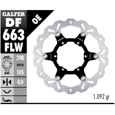 Disque flottant GALFER Wave (acier) 298x4mm