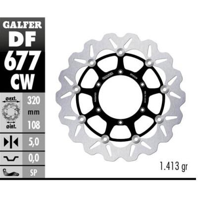 Disque flottant complet GALFER Wave (C. Alu.) 320x DF677CW