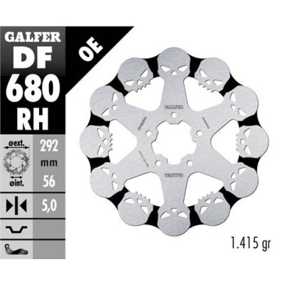 Disque fixe GALFER Wave Skull Design 292x5mm DF680RH