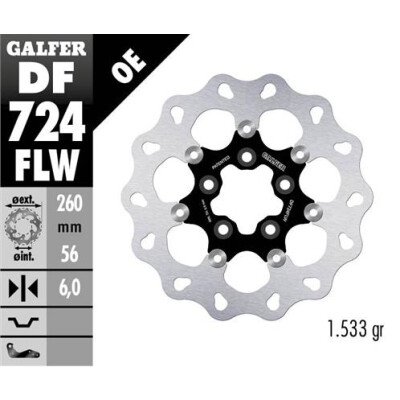 Disque flottant GALFER Wave (acier) 260x6mm