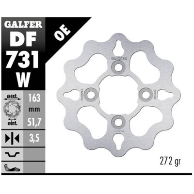 Disque fixe GALFER Wave 163x3,5 mm