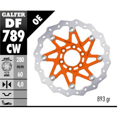 Disque flottant complet GALFER Wave (C. Alu.) 280x DF789CW