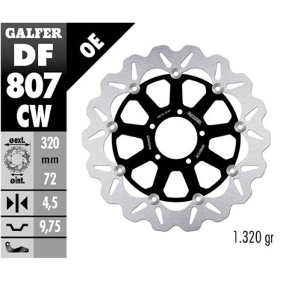 Disque flottant complet GALFER Wave (C. Alu.) 320x DF807CW