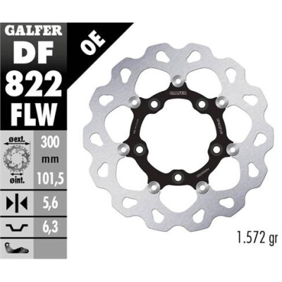 Disque flottant GALFER Wave (acier) 300x5,6 mm