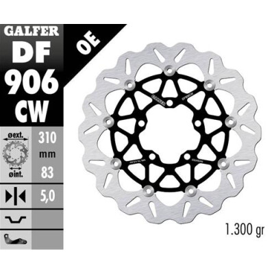 Disque flottant complet GALFER Wave (C. Alu.) 309.